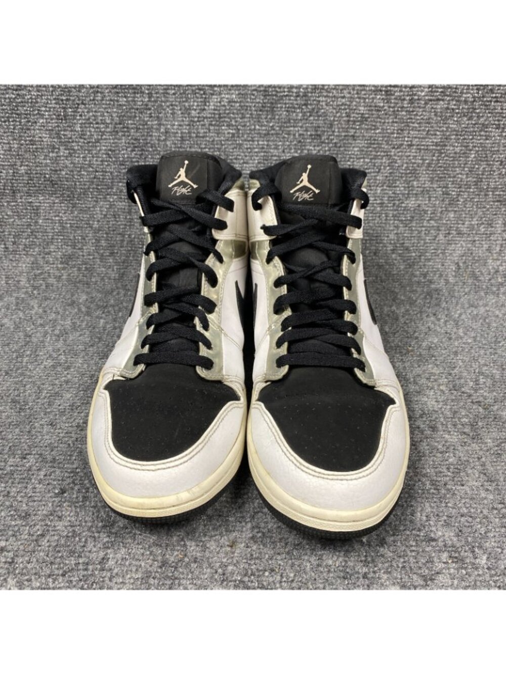 Jordan 1 Mid Sneakers Mens 12 Alternate Think 16 White Black Silver 554724-121 - Picture 6 of 16